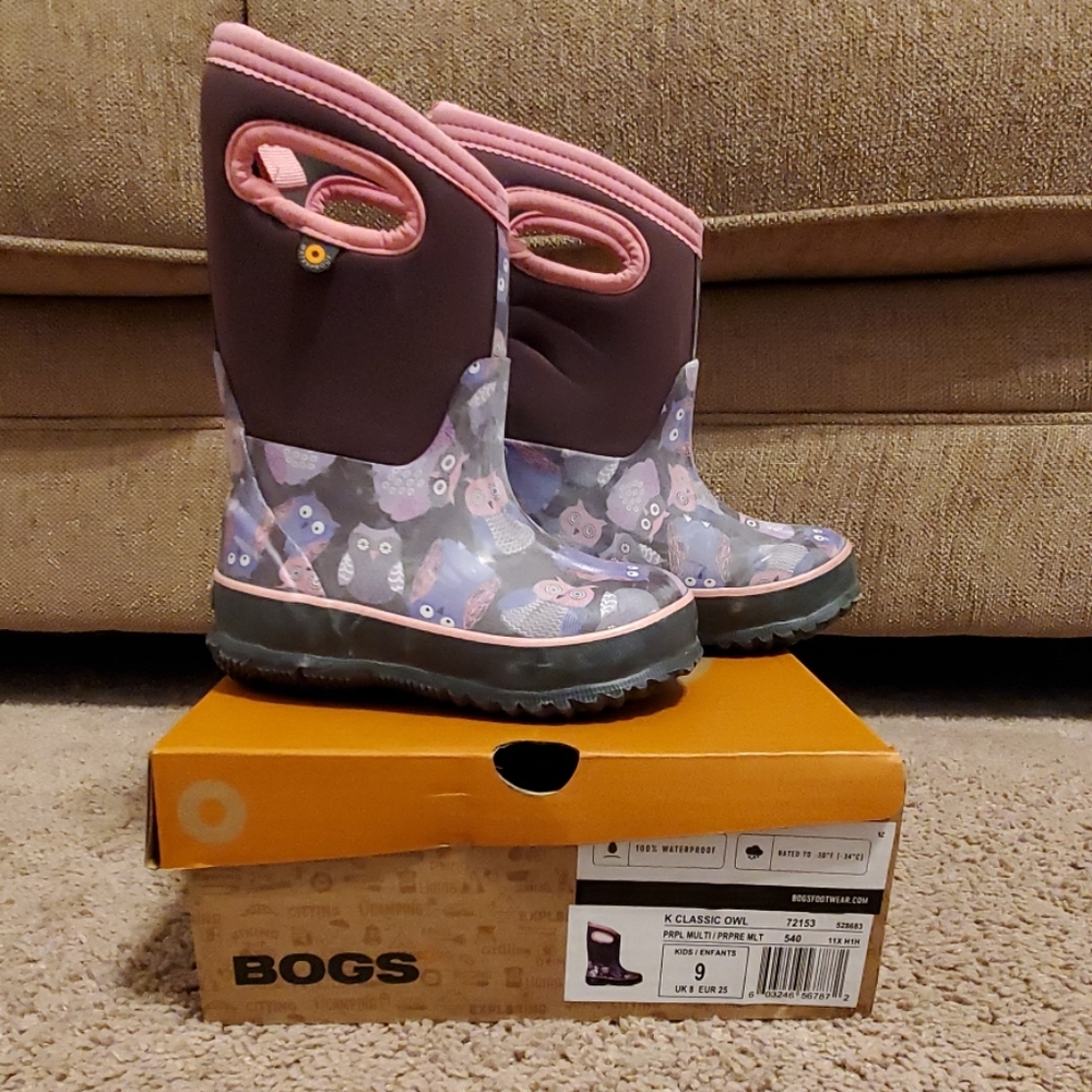 Toddler Kids Girls Bogs Snow Boots 9 Classic Owl